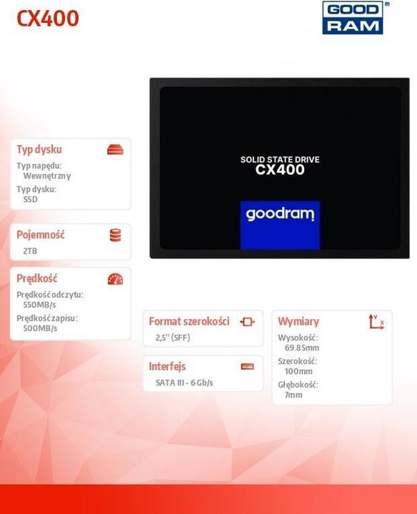 Productafbeelding Goodram SSD CX400 Gen. 2 2TB SATA III 2 5 RETAIL (2050 GB, 2.5")