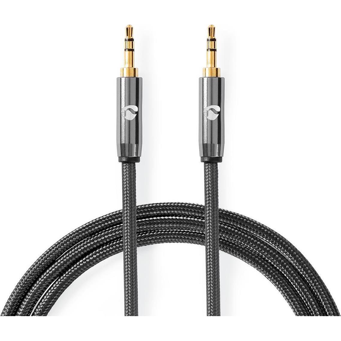 Nedis Stereo Audio Cable 3.5 mm Male 3.5 mm Male Gold Plated 1.00 m Round Anthracite / Gun Metal Gre (1 m, 3.5mm Klinke ...