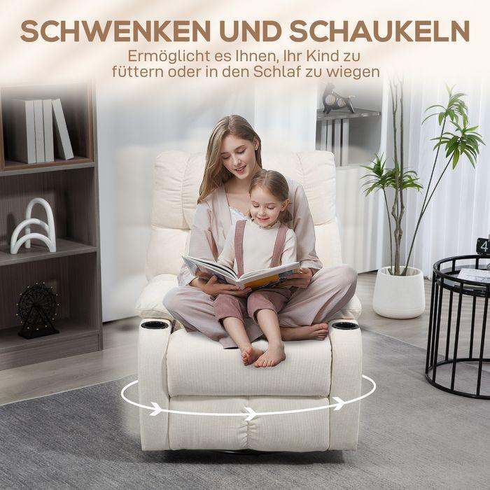 Image du produit Swisshandel24 Relaxsessel Drehbar Fernsehsessel mit Liegefunktion, Schaukelfunktion Beige