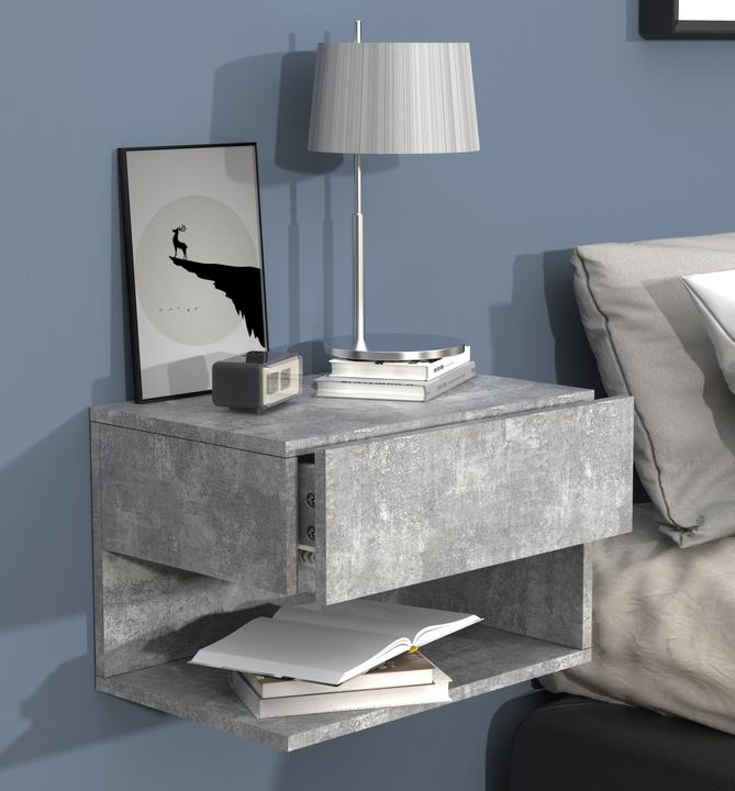 Actual product image VCM Wooden Wall Drawer Bedside Cabinet Wall Board Drawer Console Bedside Table Usal XL 45 cm (45 x 32 x 32 cm)