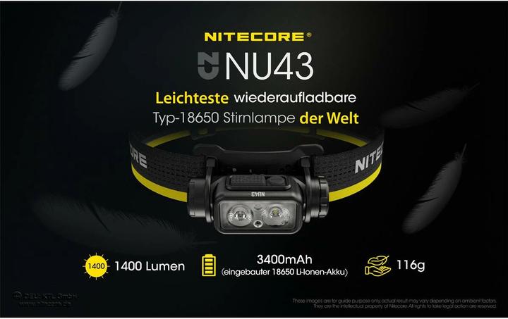 Actual product image Nitecore NU43 Black, Yellow Headband Flashlight LED (1400 lm)