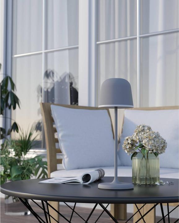 Produktbild EGLO 900458 MANNERA LED Aussen-Tischleuchte 2,2W Touchdimmer Ø110mm Grau Weiss USB Warmweiss IP54 Dim (200 lm)