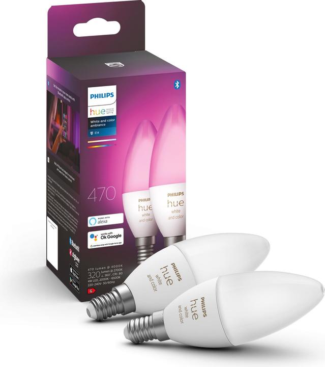Actual product image Philips Hue White & Color BT (E14, 5.30 W, 470 lm, 2 x, G)