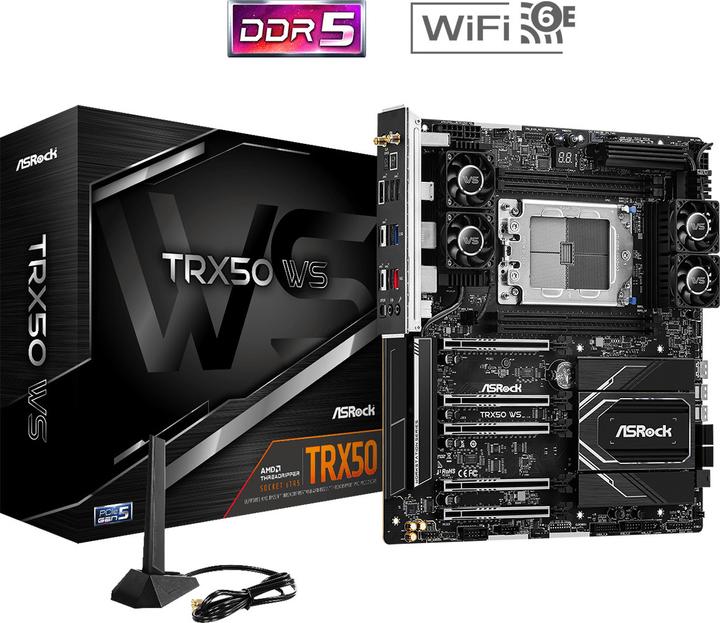 Productafbeelding AsRock TRX50 WS Threadripper Pro 7000Series 4Dimm DDR5 ECC detailhandel (sTR5, AMD TRX50, E-ATX)