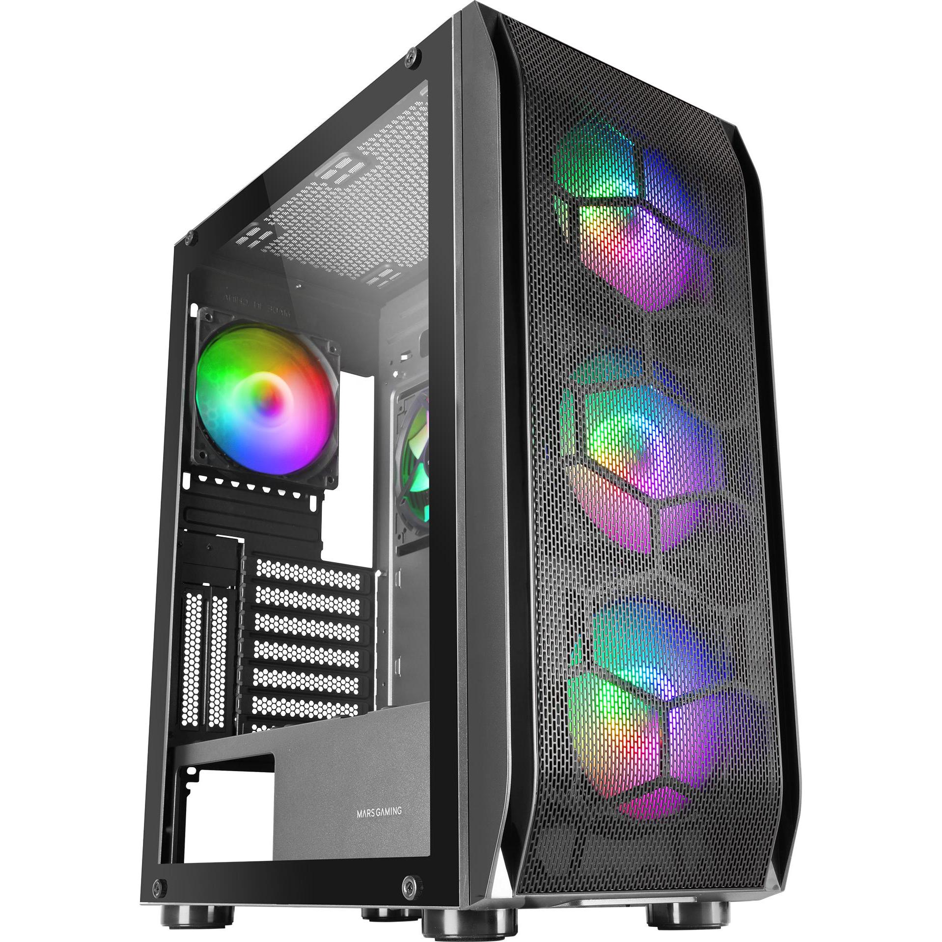Mars Gaming Nero Boitier Moyen Tour E-Atx Mc-Kx Rgb Avec Panneau Vitré (Noir) (Atx, Matx, Mini-Itx, E-Atx), Case Pc,