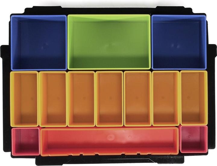 Actual product image Makita MAKPAC 1 system case + box insert with coloured boxes P-83652 + foam lid insert