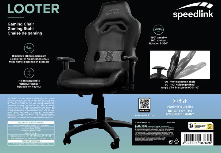 Actual product image Speedlink LOOTER Gaming Chair, black-black