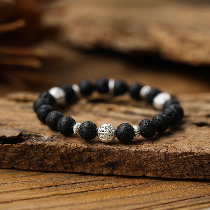 Immagine prodotto Andreani Bracciale con vera pietra lavica (80 cm, Metallo, Pietre)