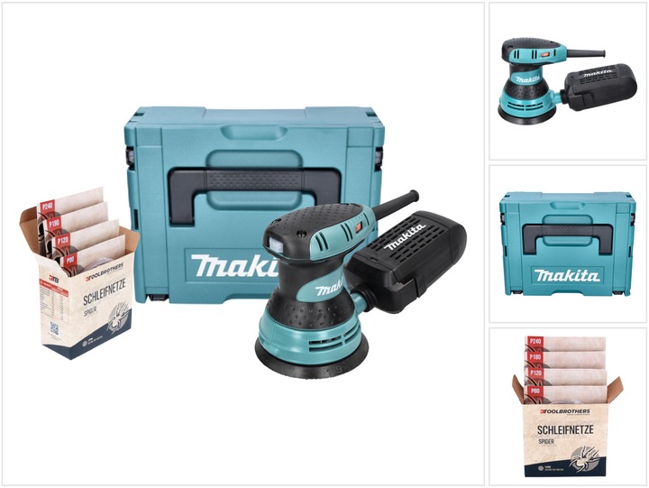 Produktbild Makita BO 5031 J Exzenterschleifer Schleifmaschine 300 Watt 125 mm + Toolbrothers SPIDER Schleifset (Exzenterschleifer, 300 W)