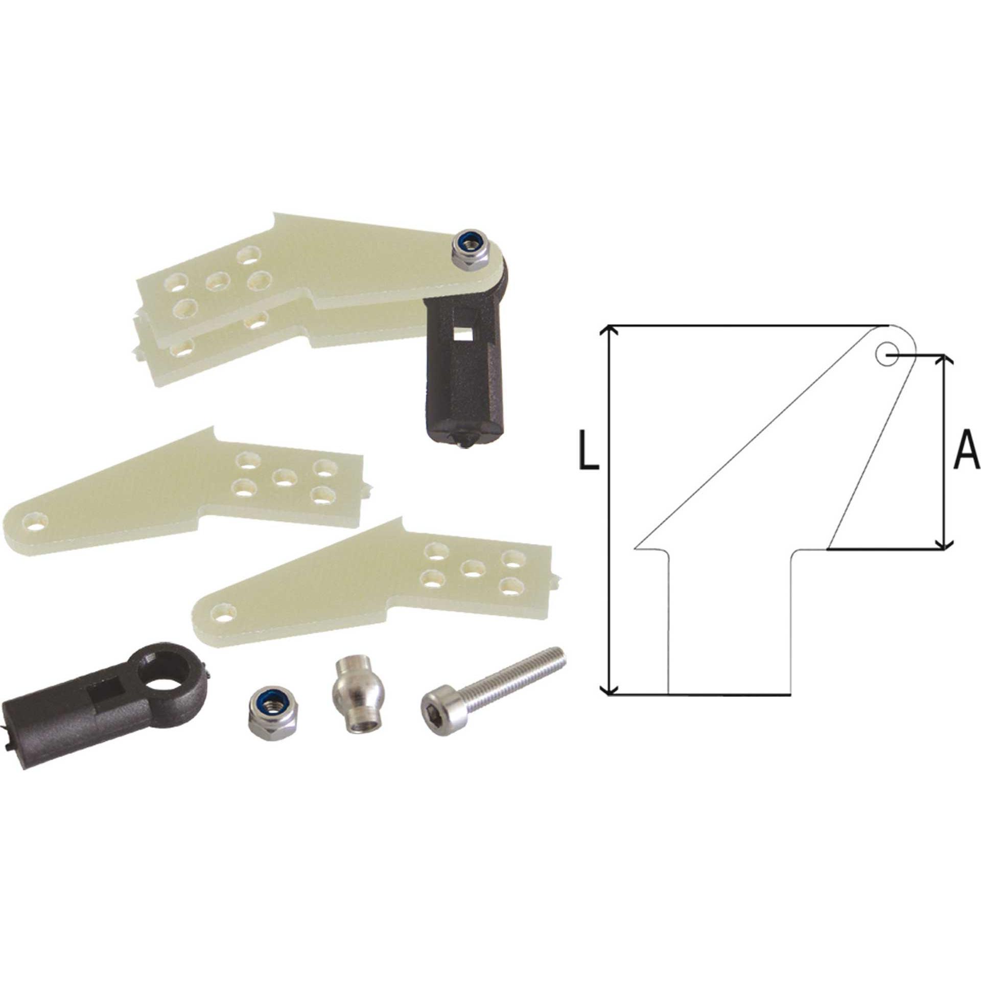 Modellbau Lindinger kugelgel.-ruderhorn gfk m3 45mm dual