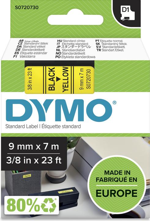 Produktbild Dymo S0720730 Standardband (0.90 cm, Gelb, Schwarz)