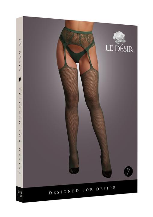 Produktbild Le Désir Fishnet and Lace Garterbelt Stockings - One Size (One Size)