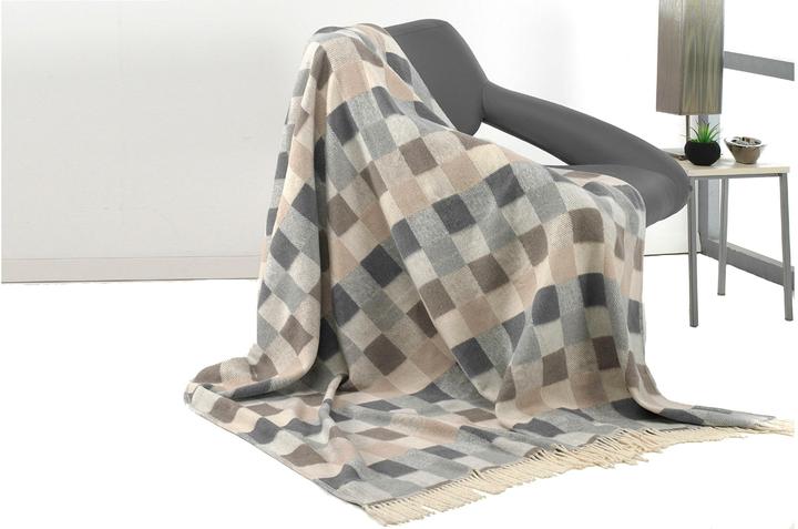 Image du produit Hubatka Couverture Carreaux 150 x 200 cm, Beige/Bleu (150 x 200 cm)