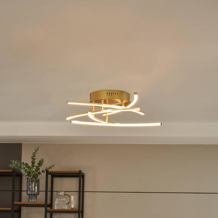Actual product image Lindby Flakira LED ceiling lamp, 5-light antique brass (1940 lm)