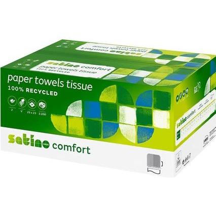 Wepa Satino by Papierhandtücher 277218 comfort Zick-Zack-Falzung 2-lagig 3.200 Tücher, Haushaltspapier, Grün