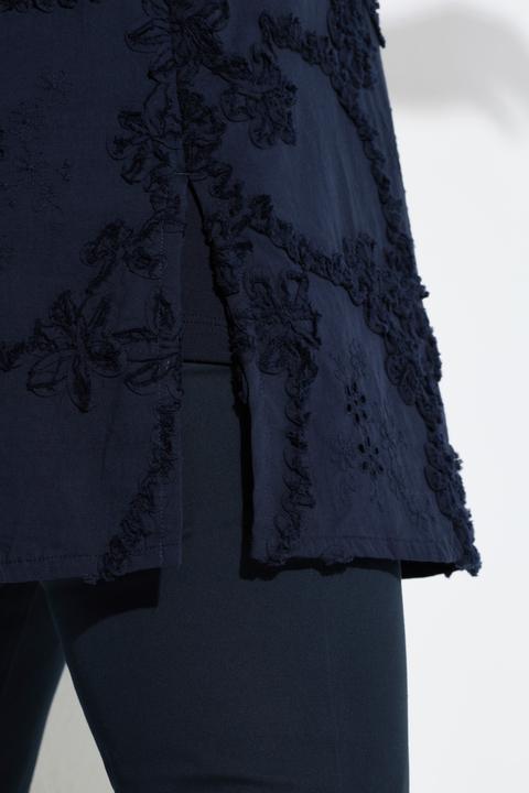 Immagine prodotto Ulla Popken Blusa lunga con ricami, collo da camicia e maniche a 3/4 (50, 52)