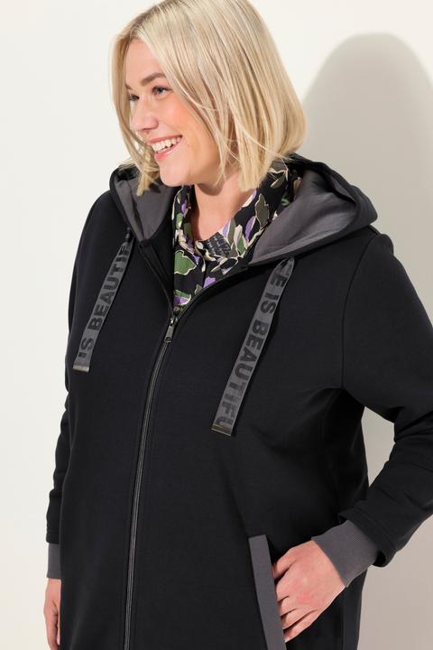 Actual product image Ulla Popken Zip Front Hooded Long Tunic Sweatshirt (46, 48)