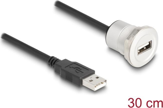 Immagine prodotto Delock Jack da pannello USB 2.0 tipo A con cavo a frusta (0.30 m, USB 2.0)