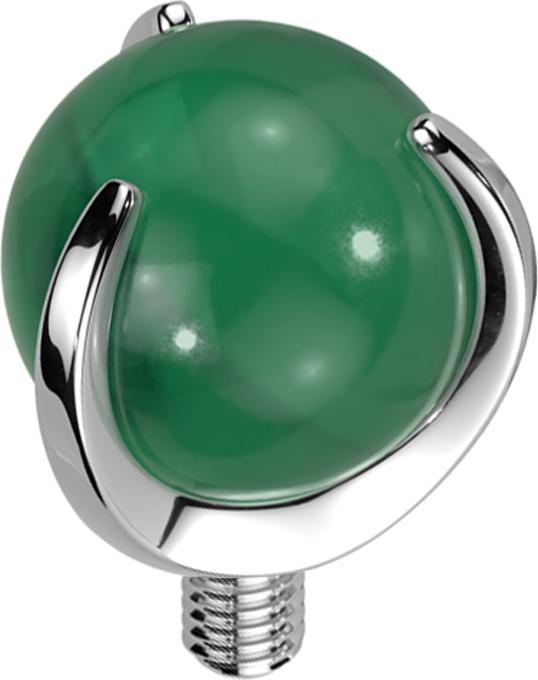 Produktbild Star Piercing Dermal Anchor silber Kugel Jade Stein gefasst (Titan, Mineralisch, ohne Messing)