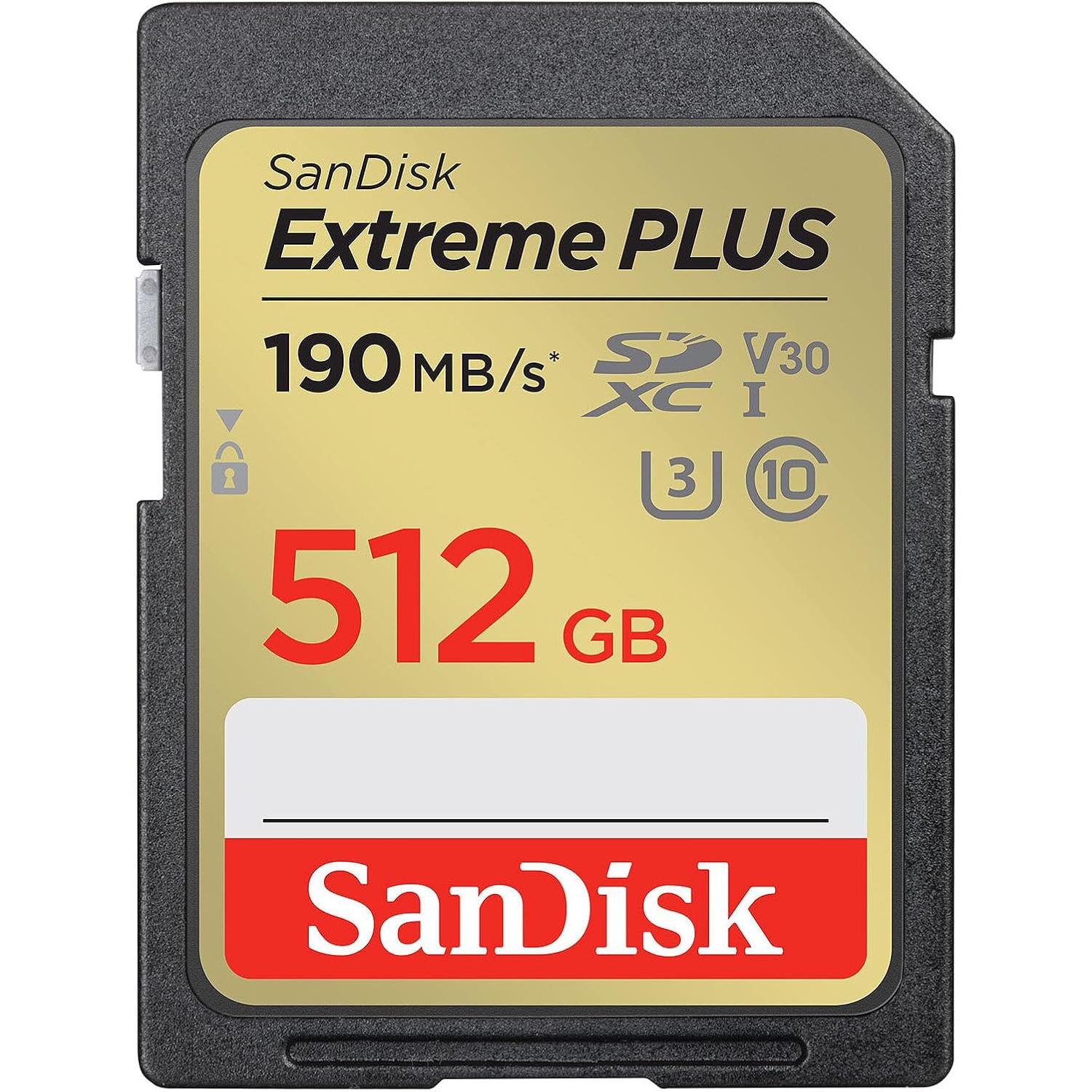 SANDISK Extreme PLUS SDXC /s UHS-I (512 GB, SDXC, U3, UHS-I), Scheda di memoria