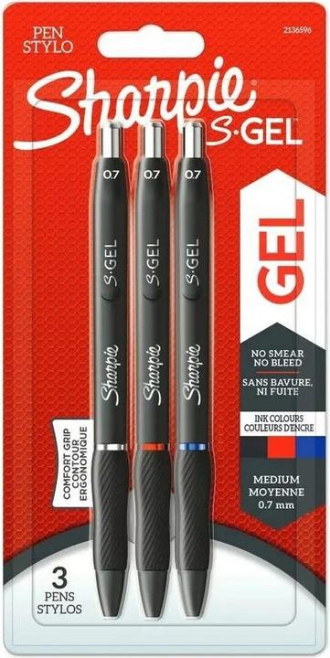 Actual product image Sharpie Gel pen 0.7 mm, 3 pieces (Blue, Black, Red, 3 x)