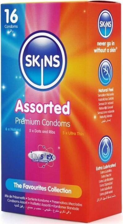 Actual product image Skins Condoms Assorted Cube 16 Pack - D&R NAT UT (16 pcs.)
