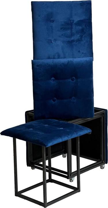 Produktbild Go Gift Puff-Transformator 5in1 - 5 Hocker in 1 Pouffe marineblau Samt