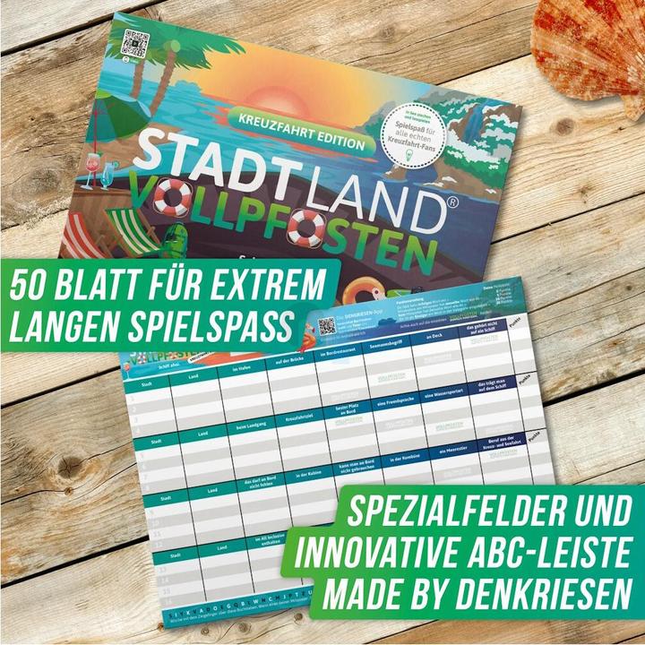 Actual product image Denkriesen Stadt Land Vollpfosten - A4 Block Cruise Edition (d) (German, 2 - 12 Players)