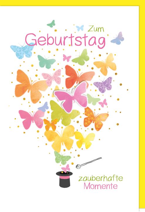 Braun + Company Geburtstagskarte mit Schmetterlingsmotiv 11.5 x 17 cm (1 Stk.)