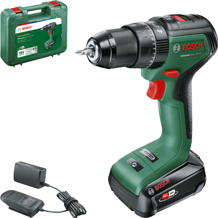 1x UniversalImpact 18V-60 cordless drill/driver, 1x S