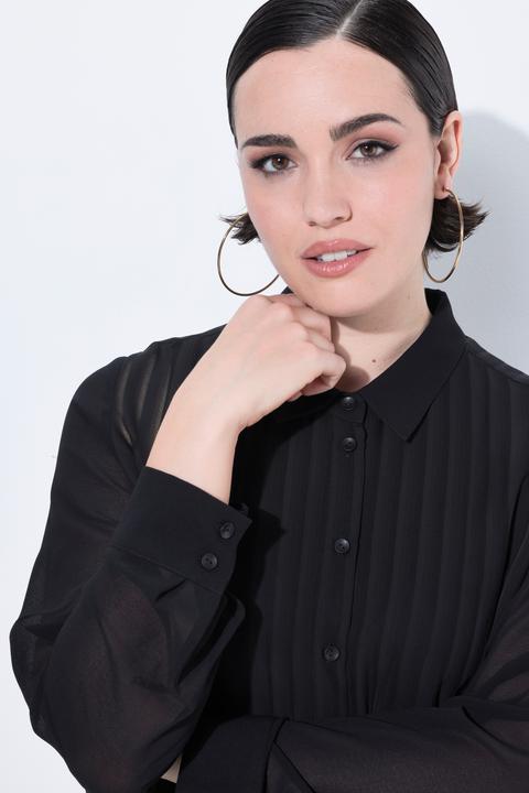 Immagine prodotto Ulla Popken Hemdbluse, transparente Streifen, Langarm (54)