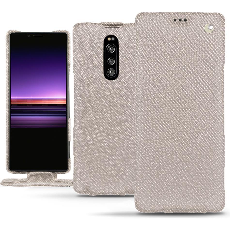 Noreve Lederschutzhülle vertikal (Sony Xperia 1), Smartphone Hülle, Beige