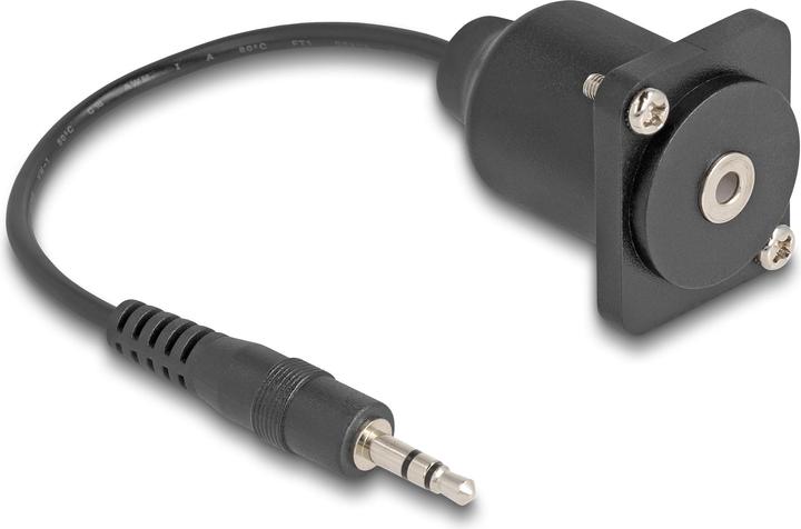 Produktbild Delock D-Typ Kabel 3,5 mm 3 Pin Klinkenstecker zu Buchse sch (0.20 m, 2.5mm Klinkenkabel)