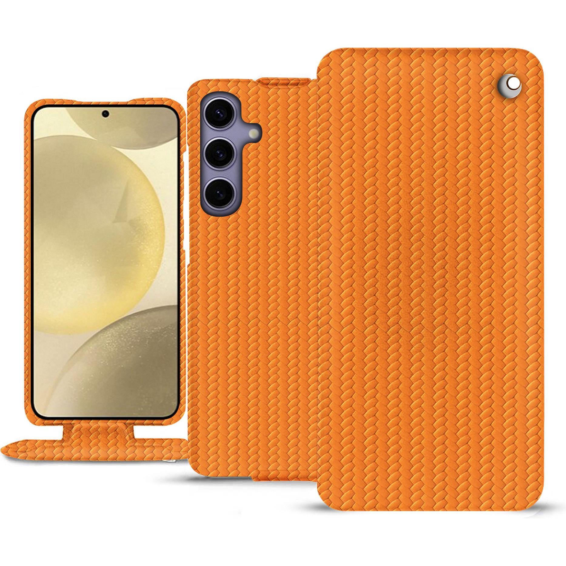 Noreve Lederschutzhülle vertikal (Samsung Galaxy S24+), Smartphone Hülle, Orange