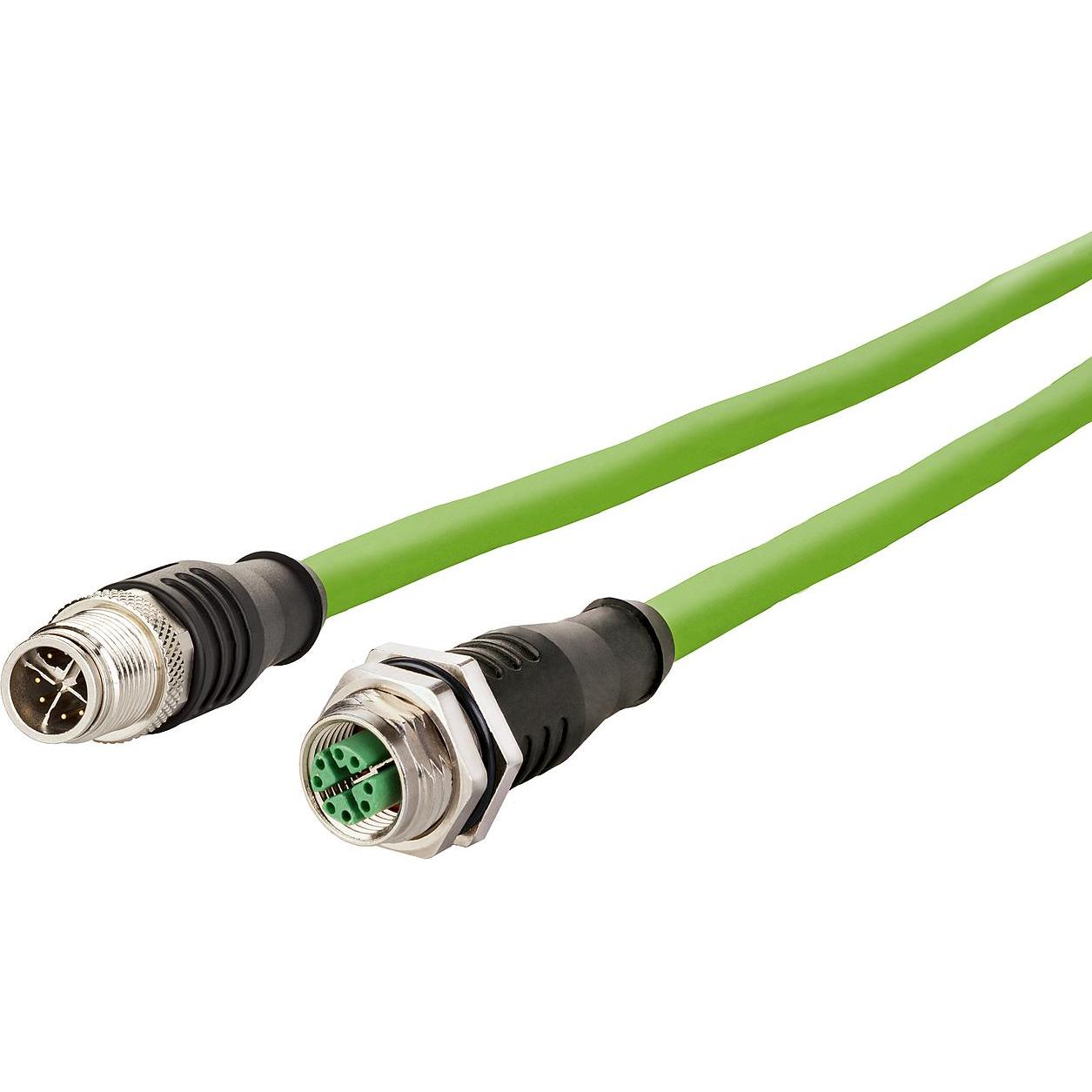 Metz Connect 142M2X12020 - 2 m - Cat6a - M12 - M12 - Grün (S/FTP, CAT6a, 2 m), Netzwerkkabel