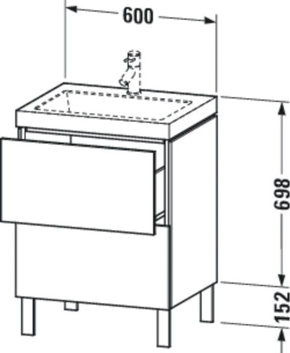 Produktbild Duravit Waschtischunterbau L-CUBE m WT Vero Air 698x600x480mm o HL bet-gr (480 mm, 600 mm)