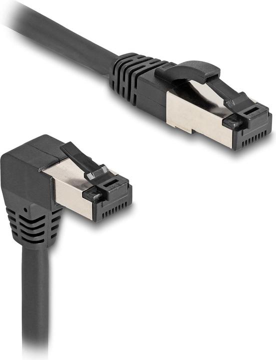 Image du produit Delock Câble réseau RJ45 Cat.8.1 S/FTP 90° coudé vers le bas / droit 5 m noir (S/FTP, CAT8.1, 5 m)