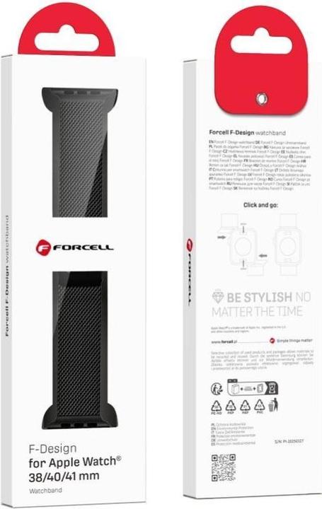 Image du produit Forcell Bracelet pour Apple Watch F-Design FA14 acier magnétique 38 / 40 / 41 mm noir (Acier, Acier inoxydable)