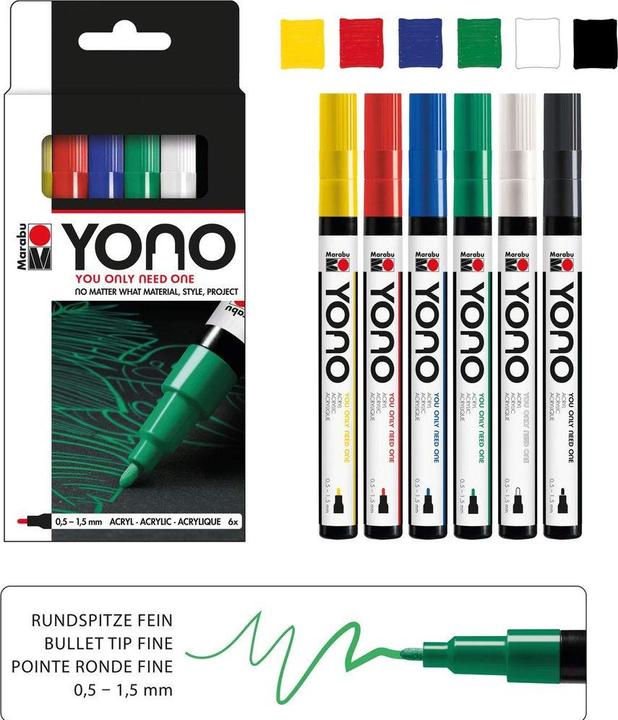 Actual product image Marabu Acrylic marker YONO set 0.5 - 1.5 mm, 6 pieces, multicoloured (6x)