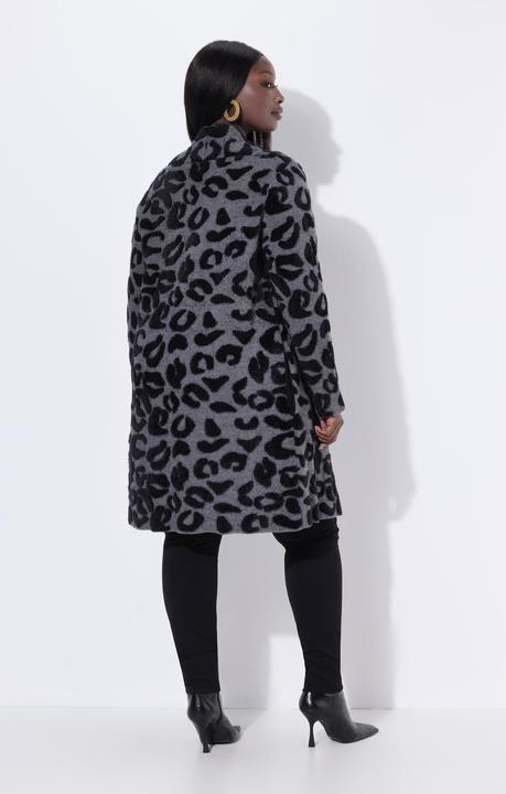 Produktbild Ulla Popken Long-Strickjacke, Leomuster, Stehkragen, Langarm (50, 52)
