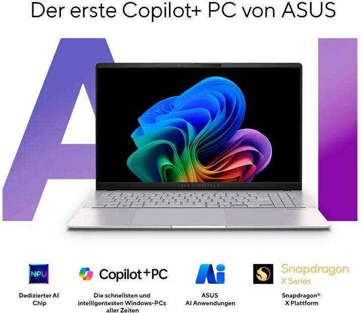 Produktbild ASUS Vivobook S 15 OLED (15.60", 1000 GB, 32 GB, CH, Snapdragon X Elite X1E-78-100)