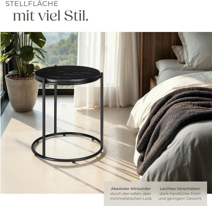 Image du produit tectake Table d'appoint Ellsa, plateau en marbre, structure en acier