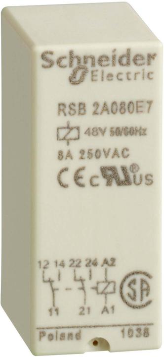 Actual product image APC Schneider Electric Plug-in relay 48V AC RSB2A080E7 Type of electrical connection Plug-in connection