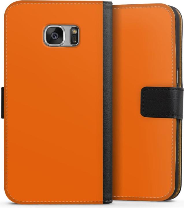 Produktbild DeinDesign Tasche für Samsung Galaxy S7 Handy Flip Case Wallet Cover Handytasche Leder Farbe einfarbig orange (Samsung Galaxy S7)