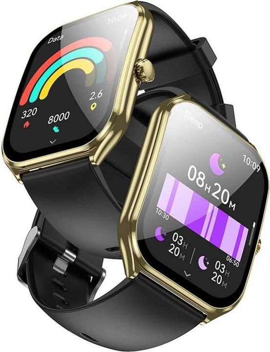 Actual product image Hoco Headphone with microphone smartwatch with call function AMOLED Y28 gold