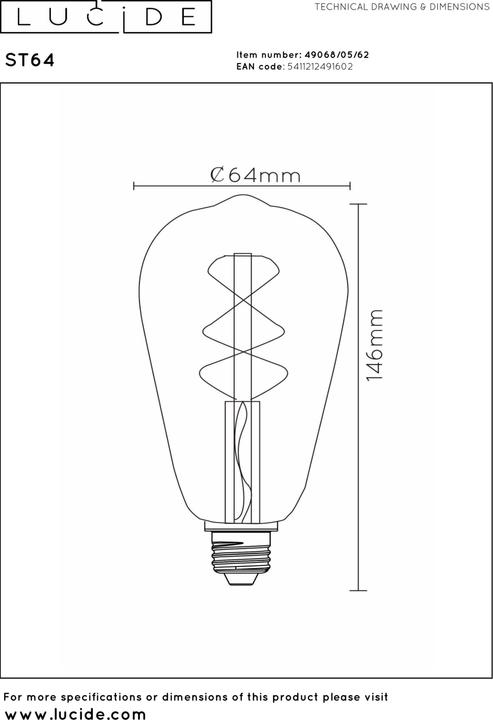 Actual product image Lucide E27 (E27, 5 W, 600 lm, 1 x, E)