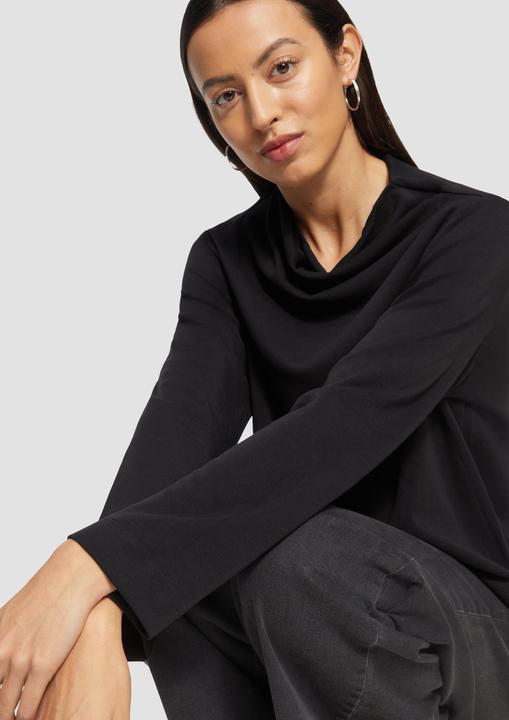Produktbild S.Oliver Sweatshirt Fliessendes Langarmshirt mit Wasserfall-Kragen (42)