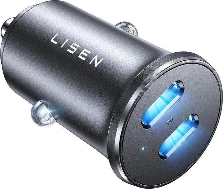 Lisen - Car Charger (YL0223080007) - with Dual Type-C, 2x 45W, 12V=24V, Aluminum Alloy - Black