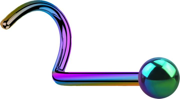 Image du produit Star Piercing Bout de nez courbé coloré avec boule (sans laiton, Acier chirurgical 316L)