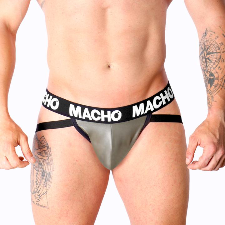 Actual product image Macho Underwear Macho - Mx27gr Jock Grey Beige Leather L (L)